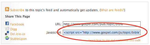 Screenshot of where to find javascript links.
